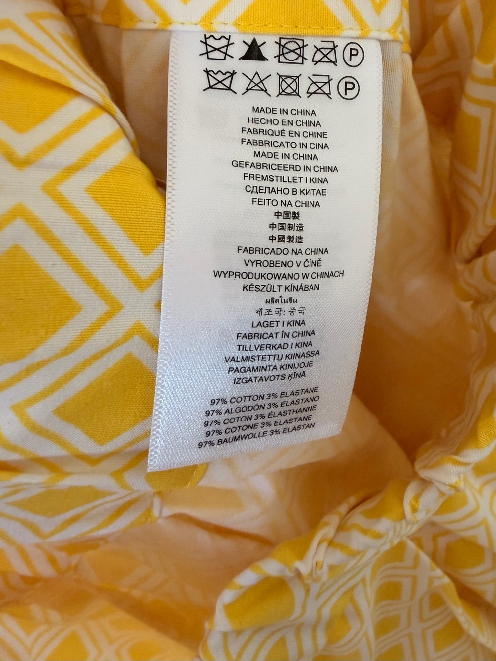 NWT Michael Michael Kors Yellow Geo Diamond Print Pleated Midi Skirt Cotton Med - Picture 8 of 8